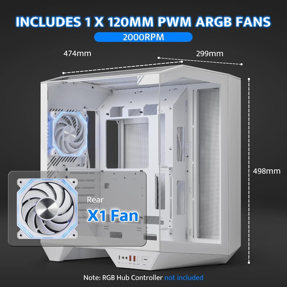 darkFlash DY470 PC Case White Dual Chamber