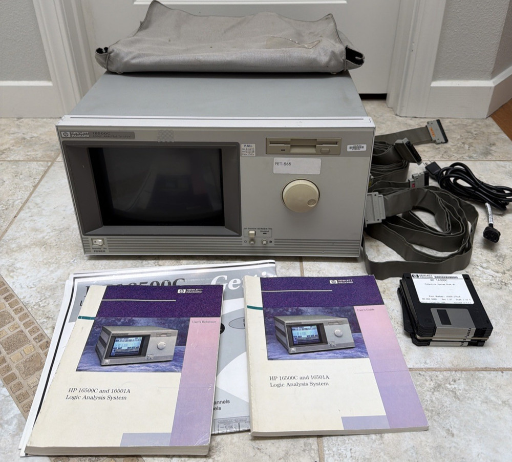 HP 16500C Logic Analyzer Mainframe Tested Disks Manuals Cables No Modules