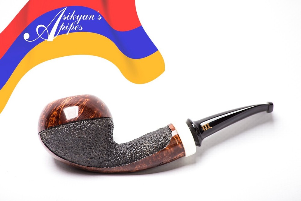 Asikyan Pipe #438/24 Apple Partially Smooth Rusticated Hand Made