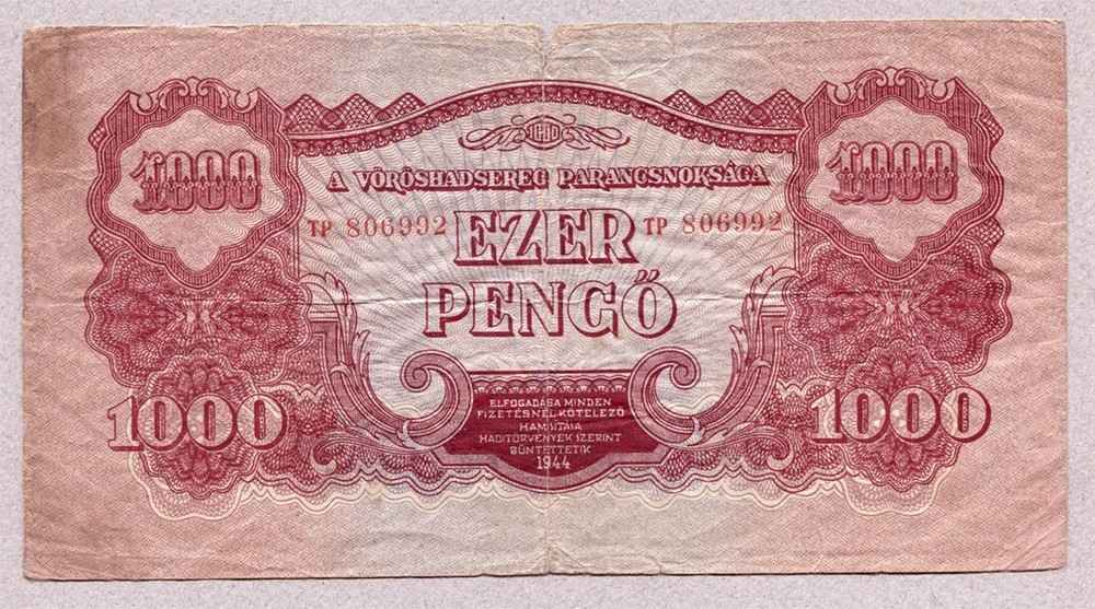 HUNGARY 1000 Pengo 1944 M9 VG