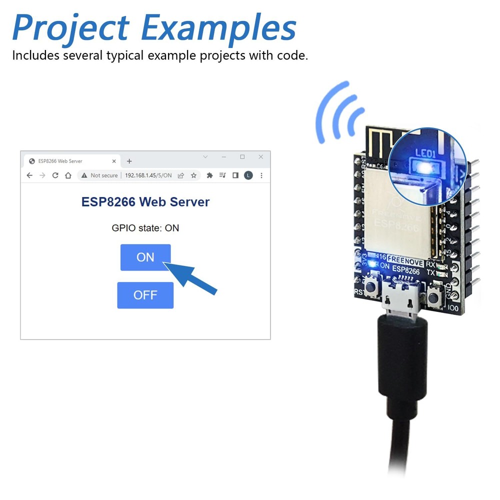 ESP8266 Development Board 2 Pack 32-bit 160 MHz Mini Microcontroller Onboard ...