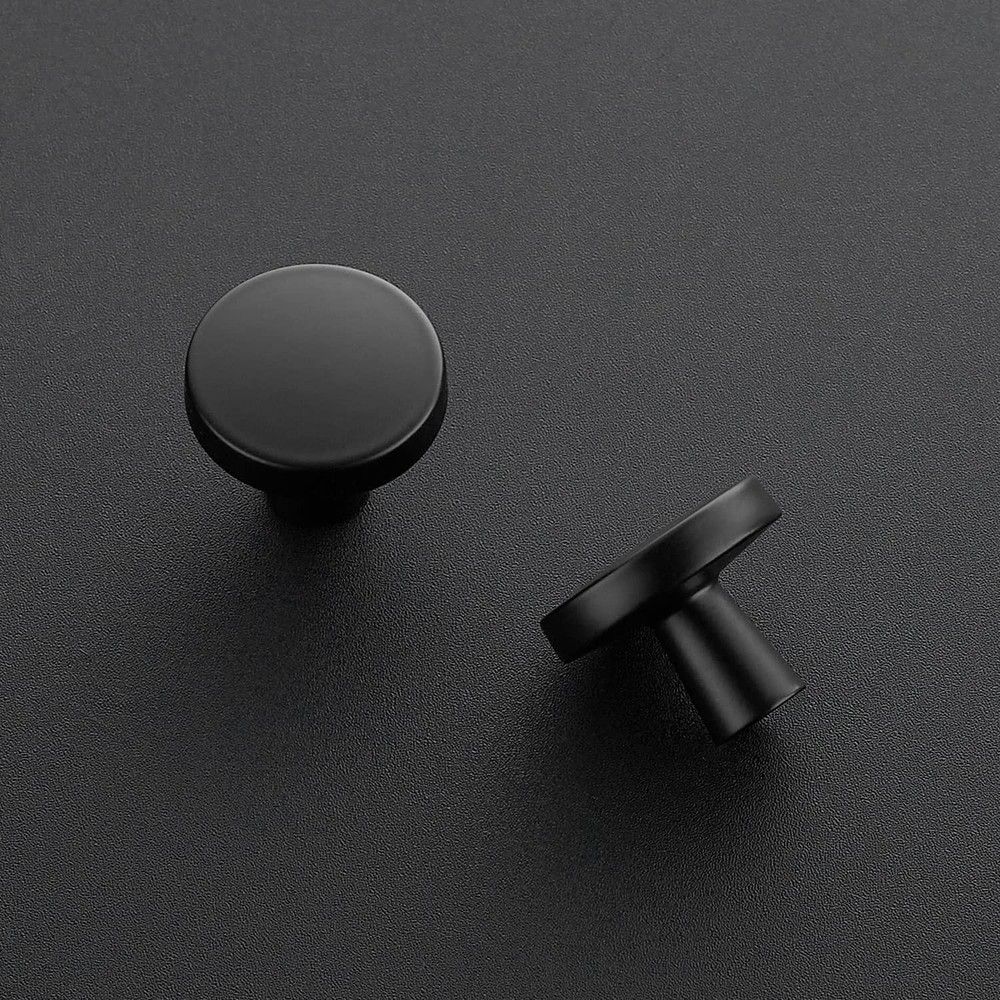 15 Pack Drawer Pulls 1-1/4 Inch Matte Black Kitchen Cabinet Knobs Solid Round...
