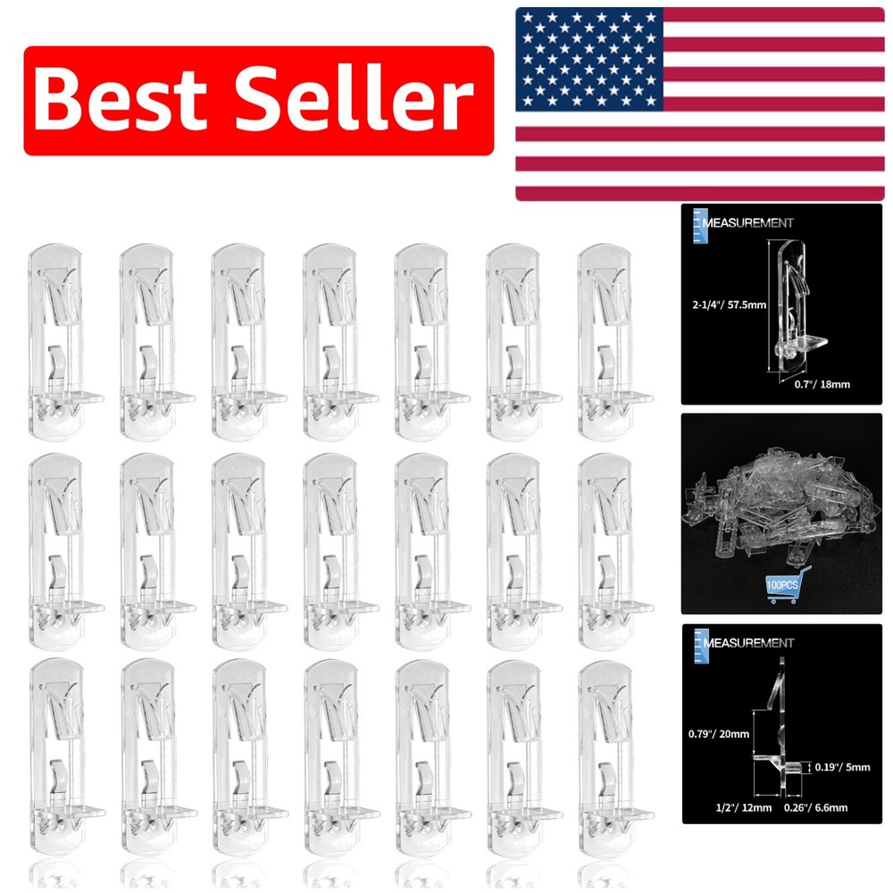 Transparent Locking Shelf Support Clips - 5mm x 3/4" Thickness Compatibility