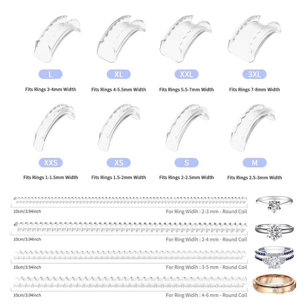 Ring Sizers for Loose Rings - 12 Pack Medium, 12 Size(2 Styles1-8mm）