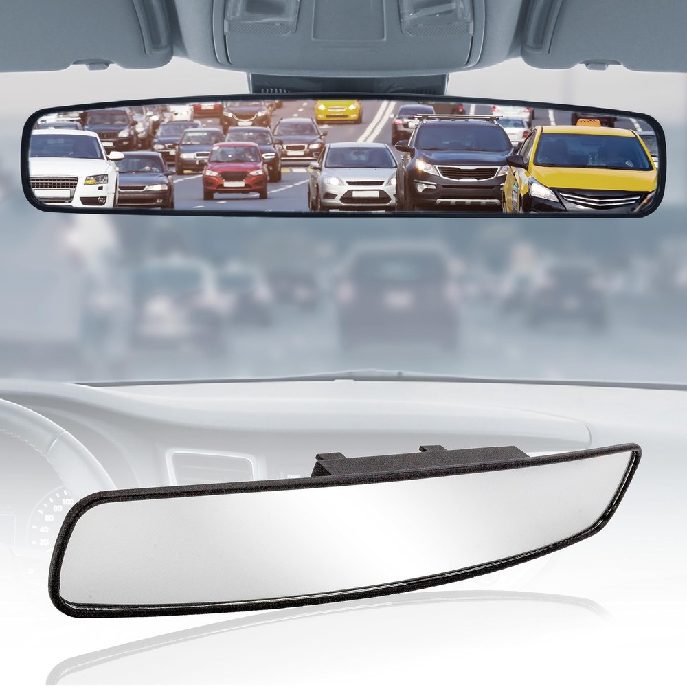 17” Panoramic Rear View Mirror – Universal Wide Angle Rear View Mirror for Ca...