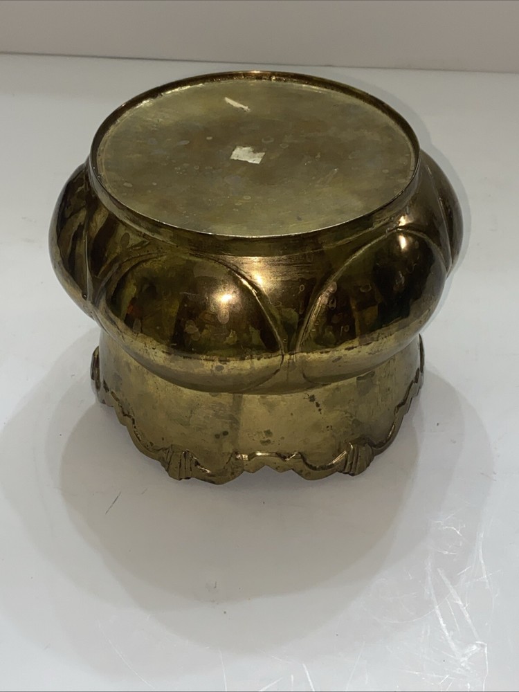 Vintage Solid Brass Bowl Planter Vase Heavy