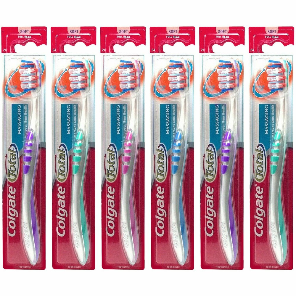 Colgate Total Massaging Toothbrush Soft Full Head Pro Tip Assorted Colors (6 Pk)