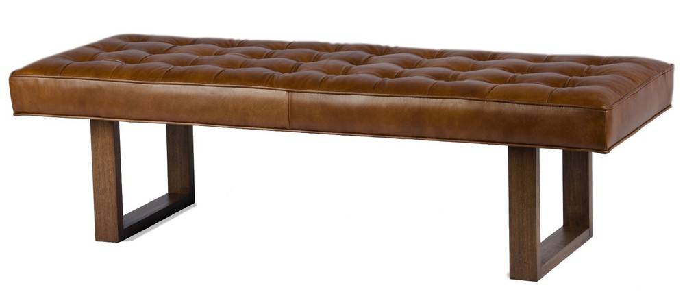 Retro - Modern Genuine Leather Bench, Ottoman, Coffee Table