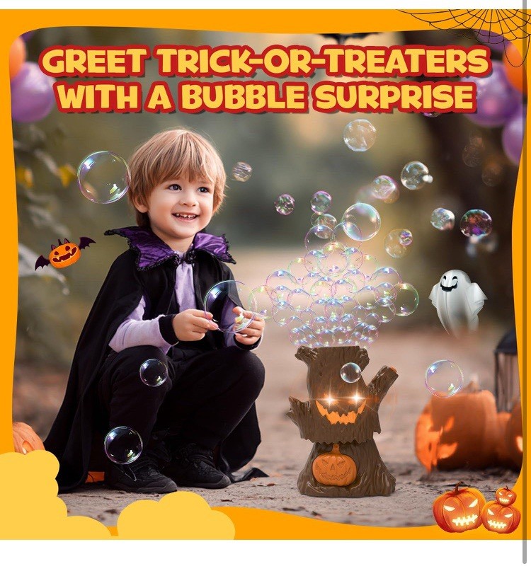 Automatic Bubble Lights Machine Swinging Stump Halloween Decoration Animated USB