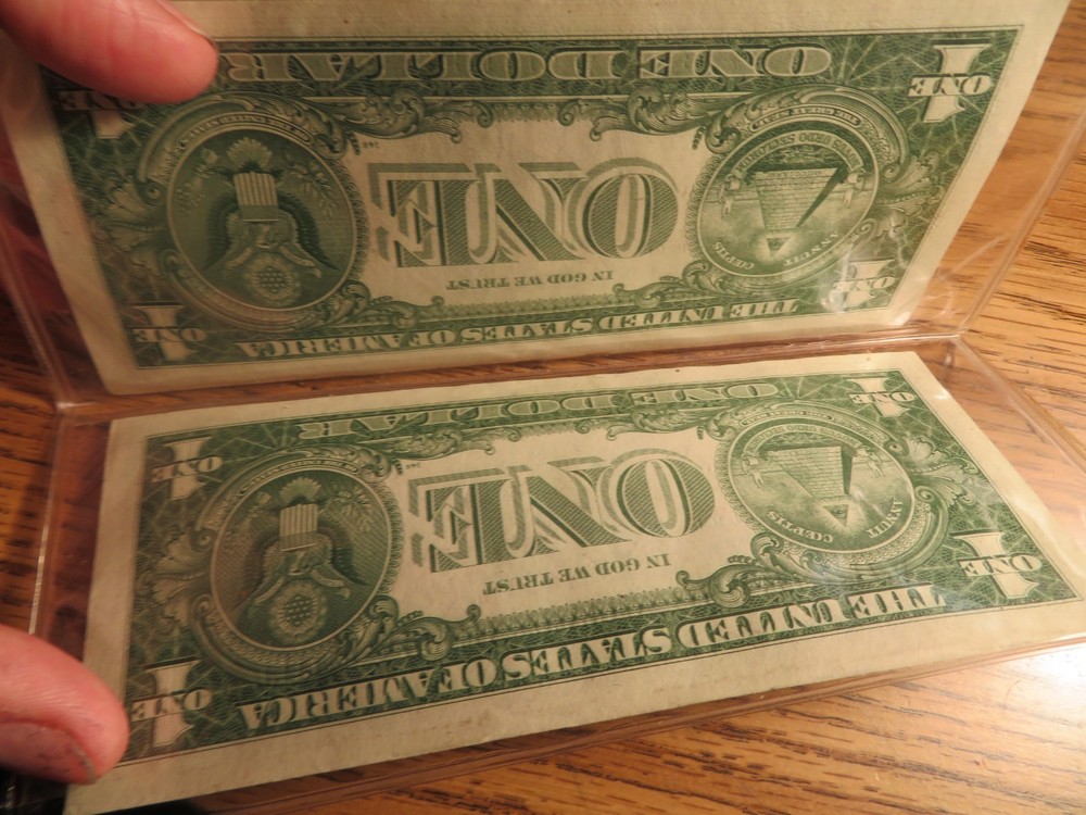 Two (2) 1957 Silver Certificate Dollar Star Notes Consecutive #'s Crisp