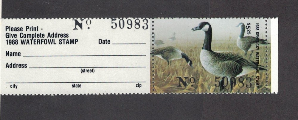 KY4h - Kentucky State Duck Stamp. Hunter Type Single. MNH. OG.