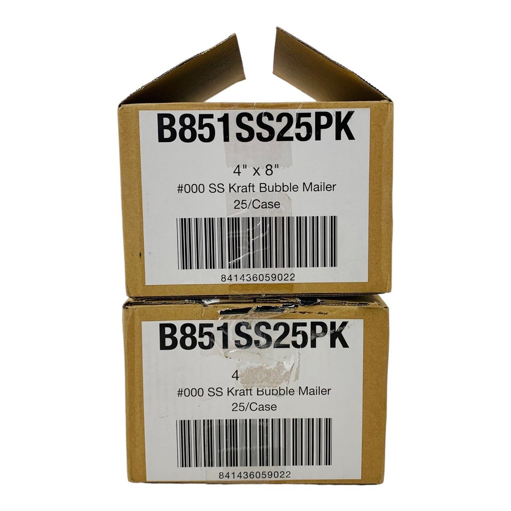 50 Count #000 Kraft Bubble Mailers Small Part Mailer 7" x 4" Inner Dimension