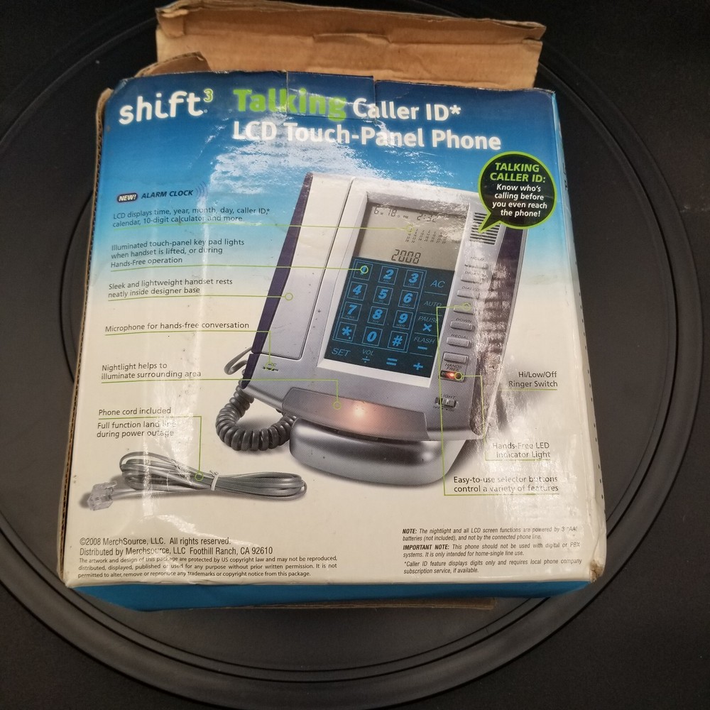 Shift 3 Talking Caller ID LCD Touch-Panel Landline Phone, Nightlight, Alarm