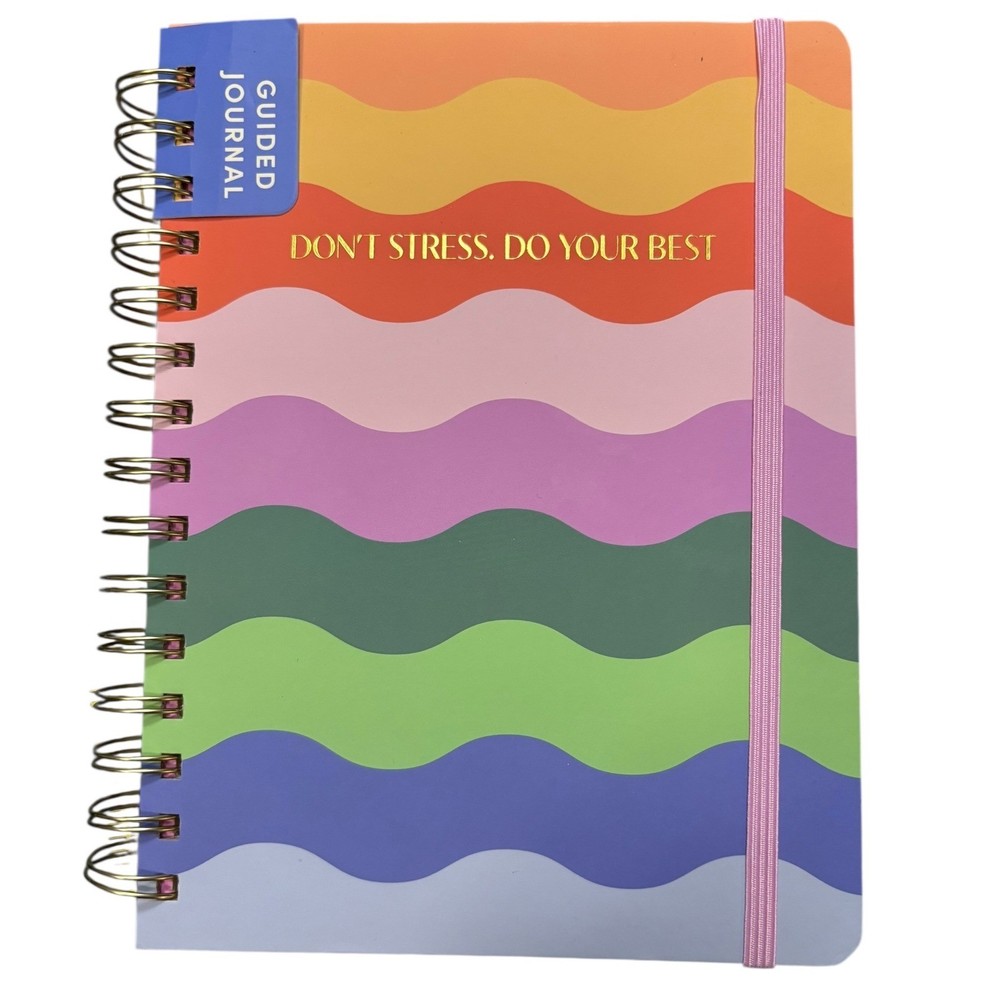 Spritz Guided Journal Rainbow Wave Gold Wire Bound Planner Note Pad 8 x 6 New