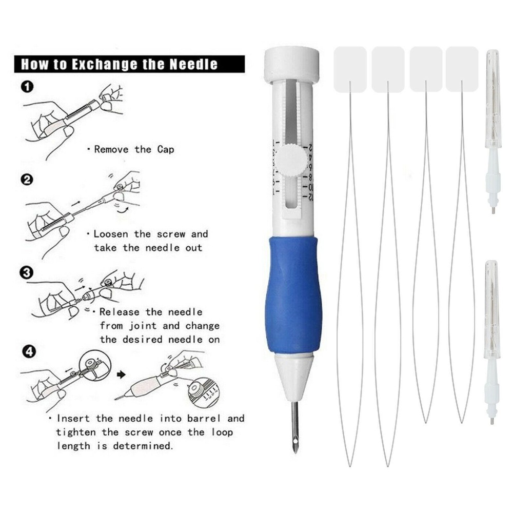 Punch Needle Kit Magic Embroidery Pen Set Stitching Thread Sewing Tool DIY