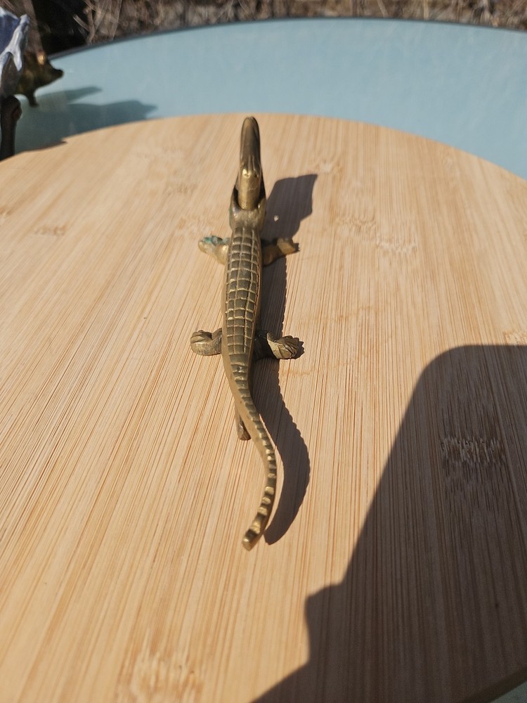 Vintage Brass Alligator Nutcracker