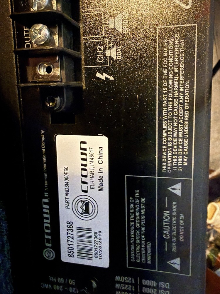 Crown DSi4000 2-Channel Power Amplifier Untested Sold As Is ￼ Powers On