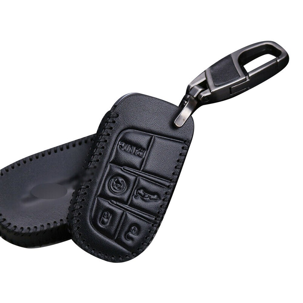 Key Case With Keychain Car Keychain Button Cover Leather