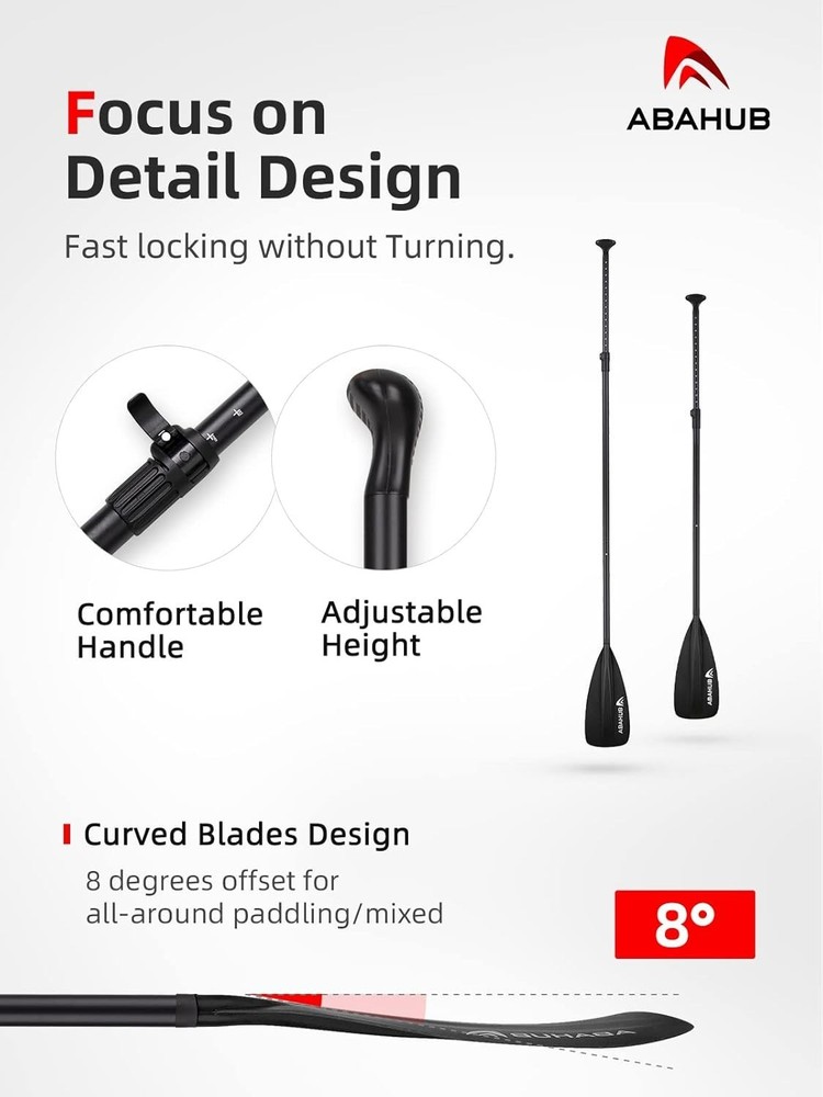 Beginner-Friendly Lightweight SUP Paddle with Concave Blade & Adjustable Length