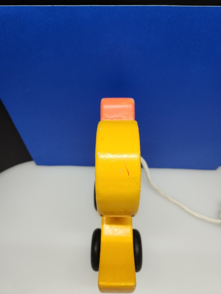 Homemade Rubber Duck Wooden Pull Toy Solid Wood Sturdy