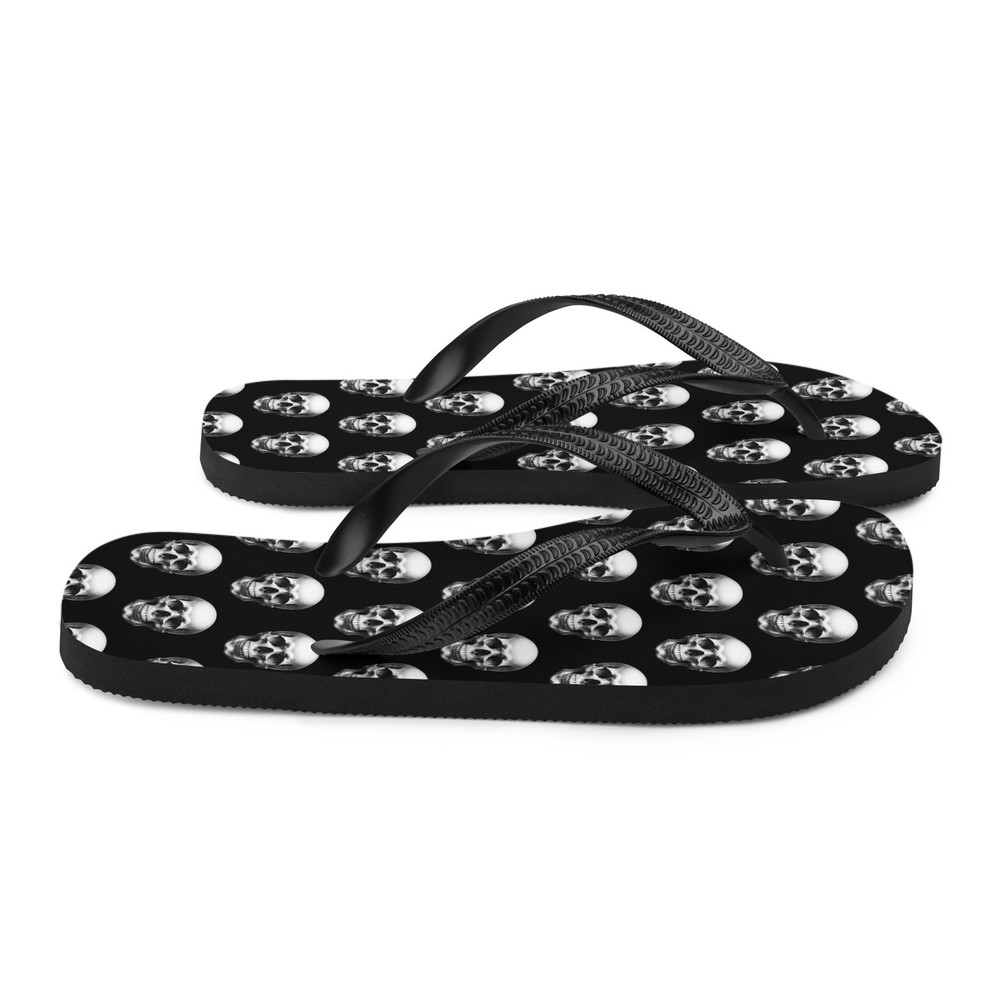 Skulls Pattern Goth Flip-Flops