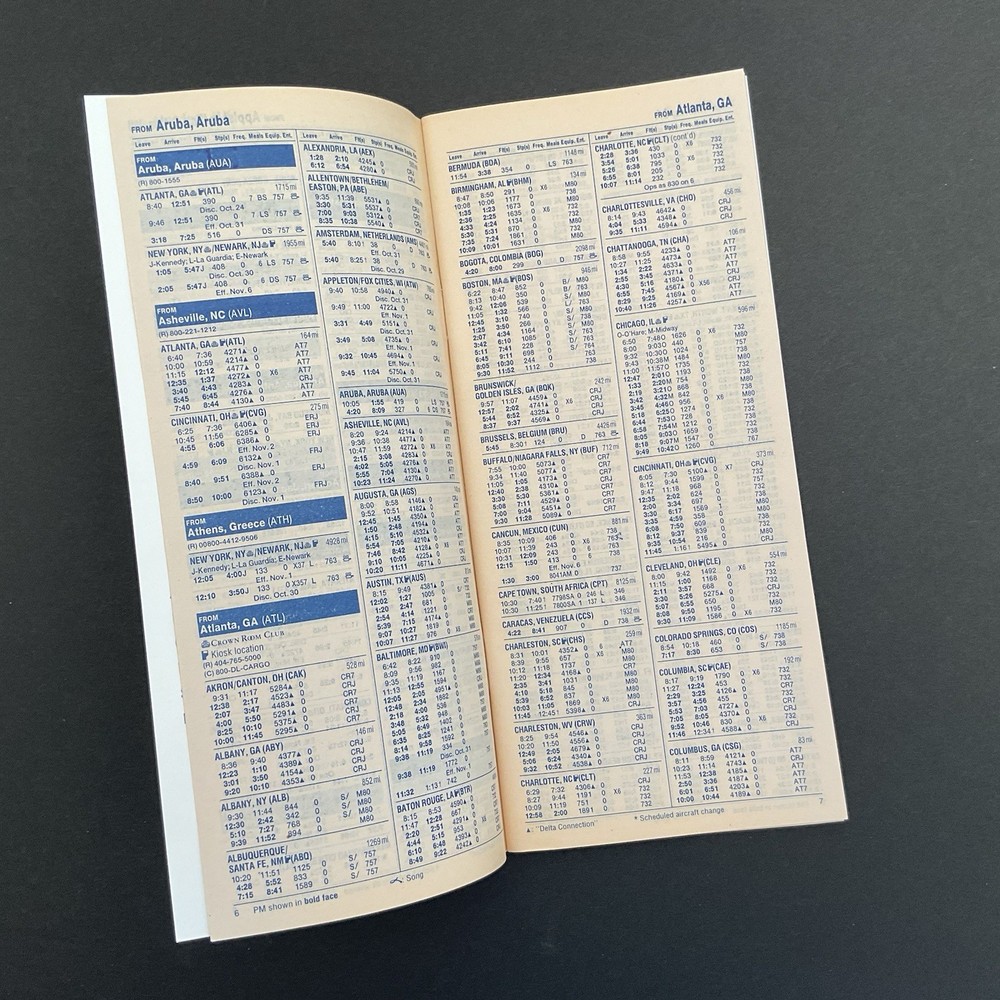 Delta Air Lines System Timetable October 1, 2004