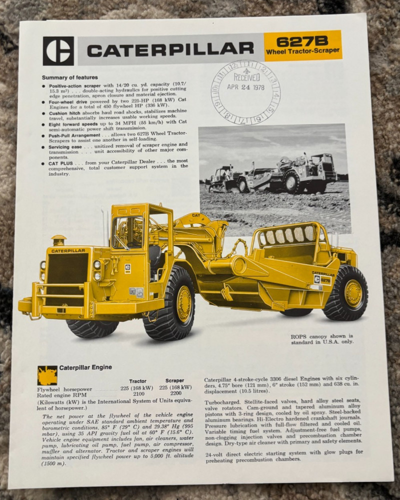 Caterpillar CAT 627B Scraper Brochure AMIL25