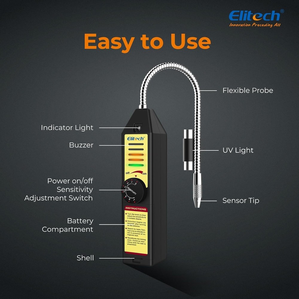 Halogen Refrigerant Leak Detector with Adjustable Sensitivity & Quick Response