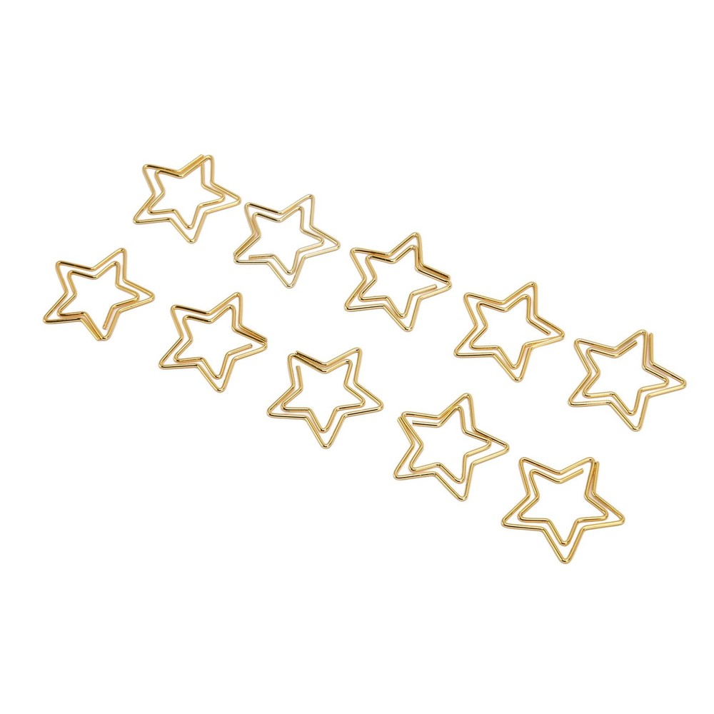 100pcs Star Paper Clips Skid Resistance Plating Process Rust Resistant Cute