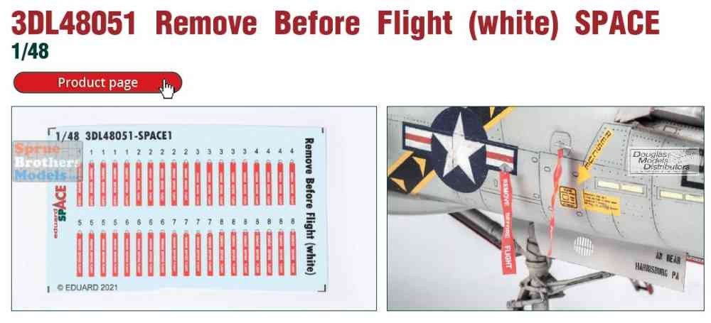 EDU3DL48051 1:48 Eduard SPACE - Remove Before Flight (white) Tags
