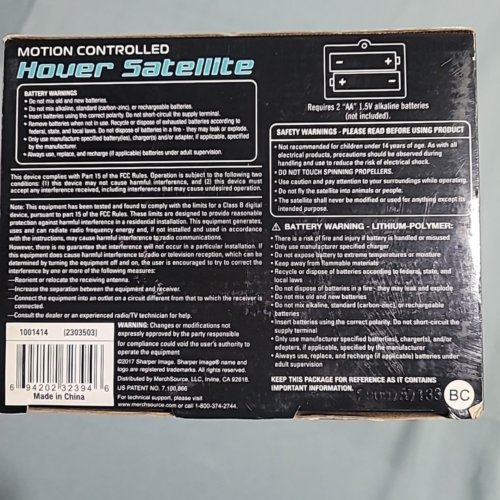 Sharper Image Motion Controlled Hover Satellite/ Energy Reaction Device NEW
