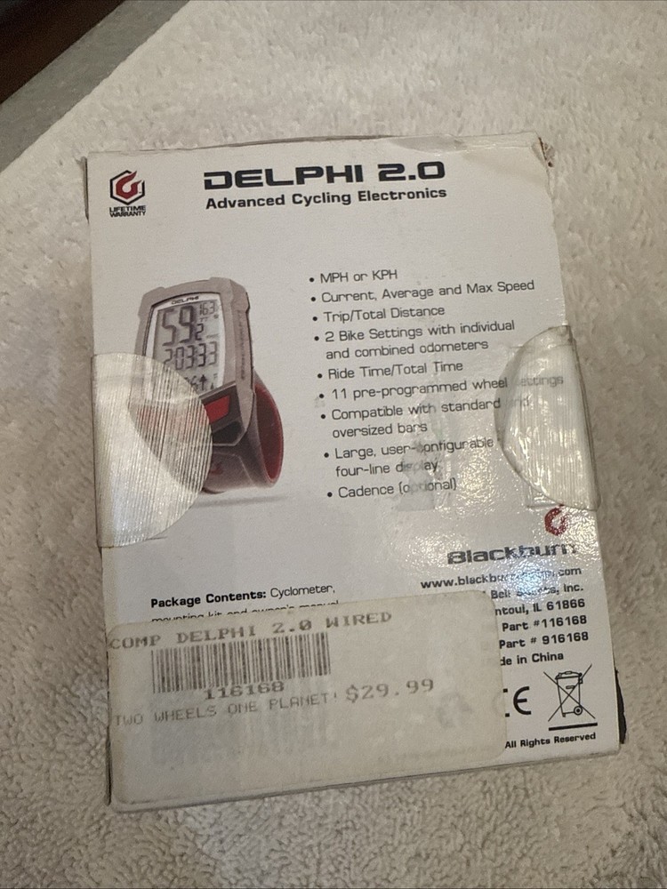 Blackburn Delphi 2.0 Wired Cyclometer, new