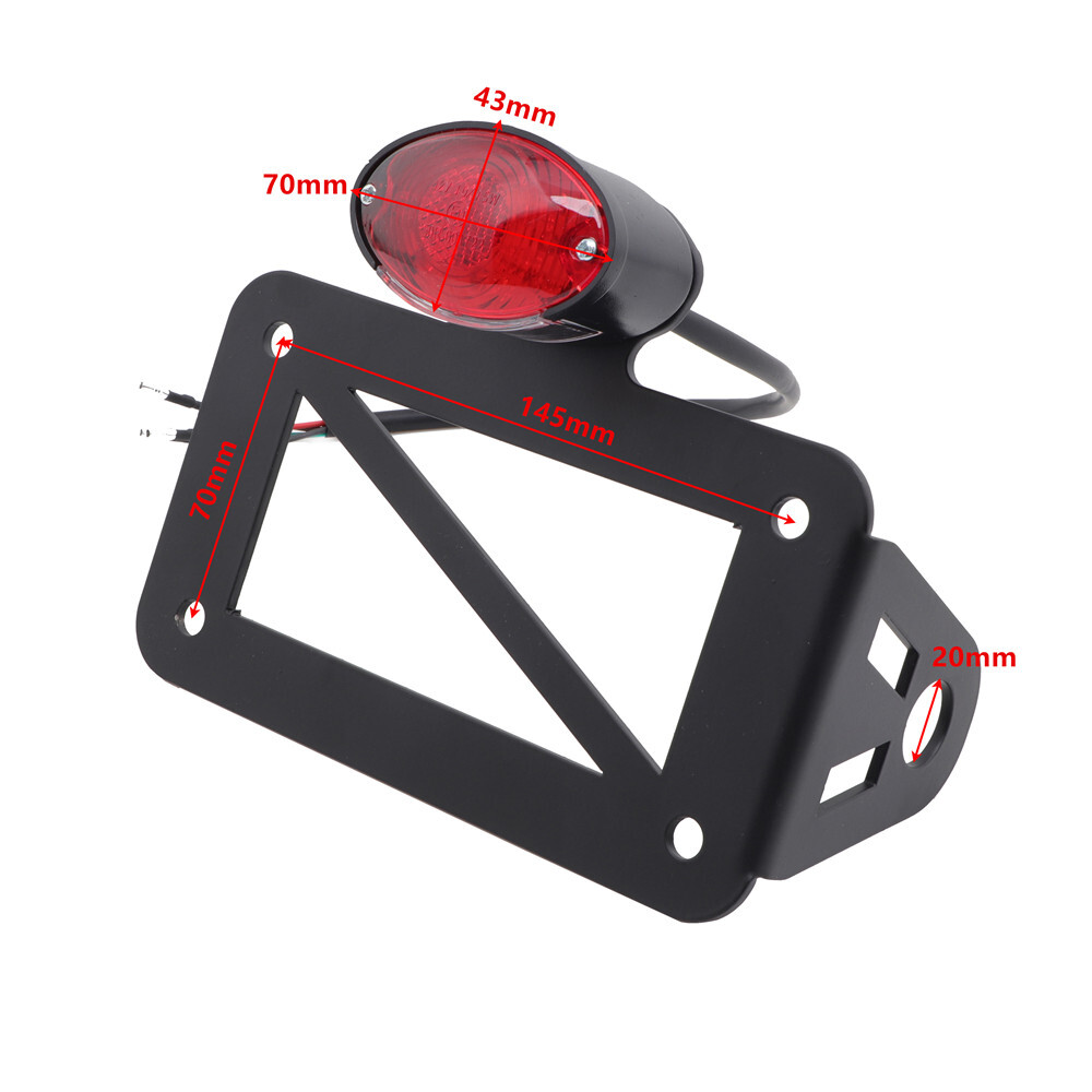 Black Left Side Mount LED Tail Light License Plate Bracket For Harley Bobber