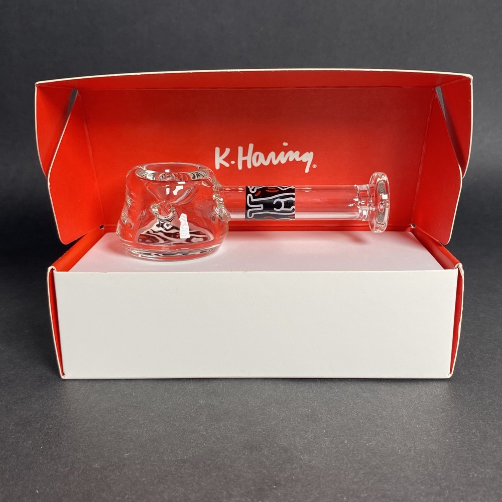 Keith Haring Glass Spoon Pipe Multi Red Design