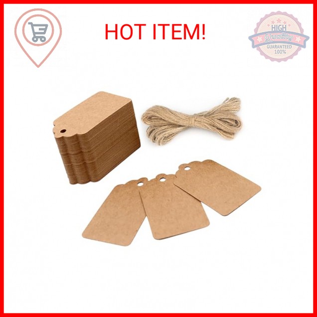G2PLUS 100PCS Kraft Paper Gift Tags with String, 2.8×1.6 in Blank Gift Tags, Mar