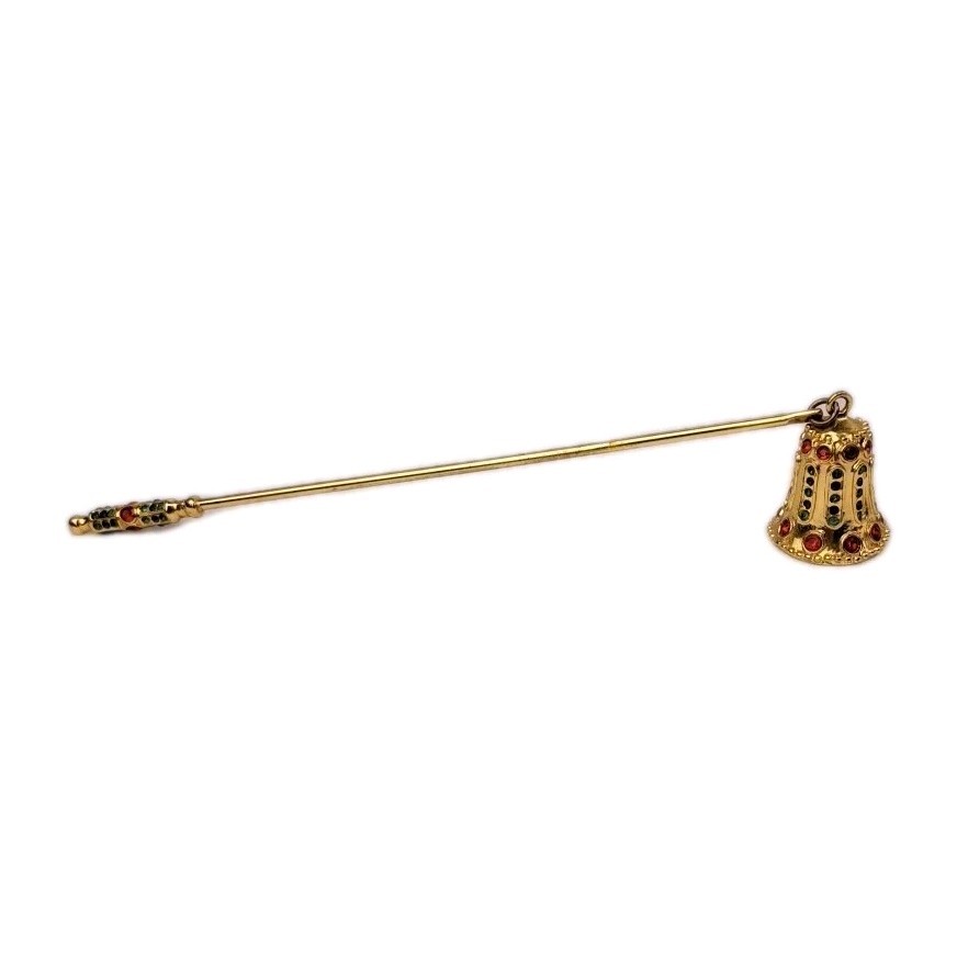 Gold Tone Candle Snuffer Bell Design Long Handle Candle Accessory