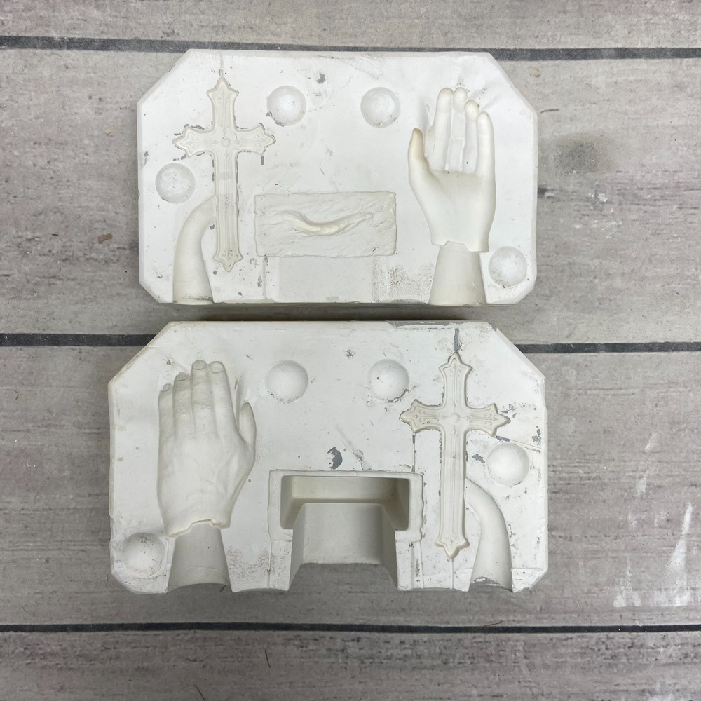 Lakeland Molds Ceramic Casting Mold Praying Hands & Cross Base #L-184B