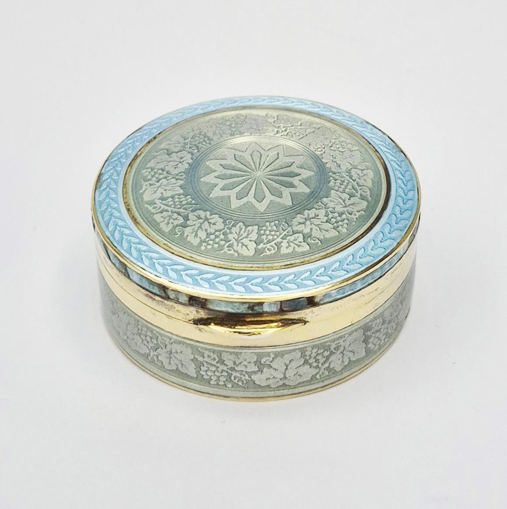 FINE AUSTRO-HUNGARIAN SOLID SILVER GUILLOCHE ENAMEL BOX c1910 GEORG ADAM SCHEID