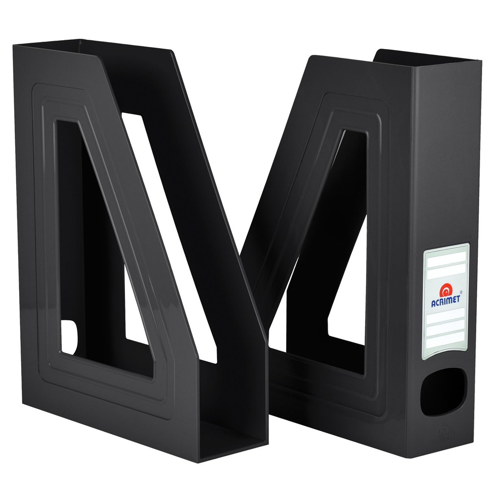 Acrimet Magazine File Holder (Pack with Two) (Black)