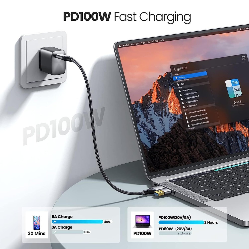USB3.2 Gen2x2 Type C to USB C/A 40Gbps Cable Data Cable 100W PD Fast Charging