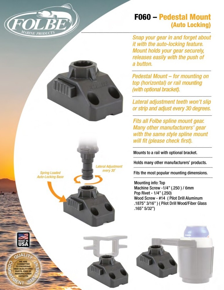 Folbe Top Flush Deck Boat Mount F060