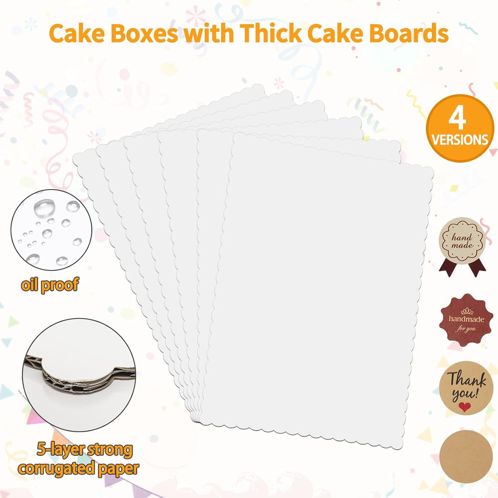 6-Pack White Bakery Boxes with Window for Cakes, Cupcakes, and Pastries