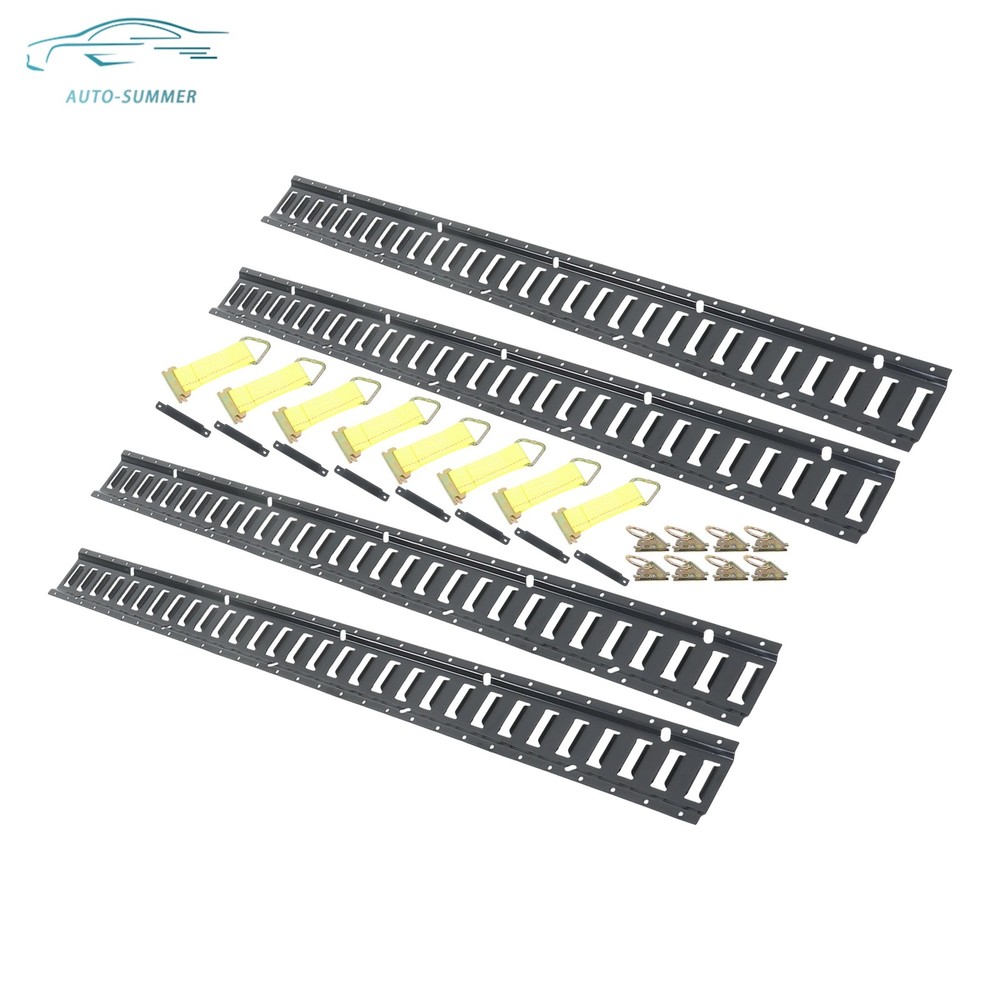 Secure Cargo 5' E Track Tie Down Rail System 28 Pack Black For Vans Trailers