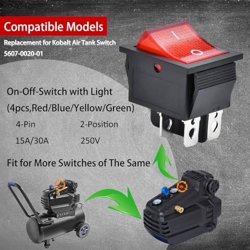 5607-0020-01 Air Compressor Switch with Light (Universal), Compatible with