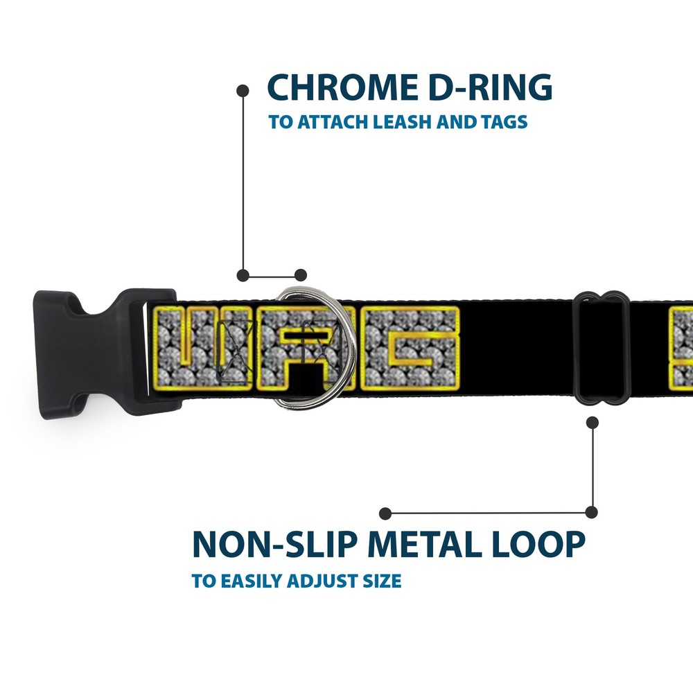 Plastic Clip Collar SWAG Black/Bling Medium 11-16.5"