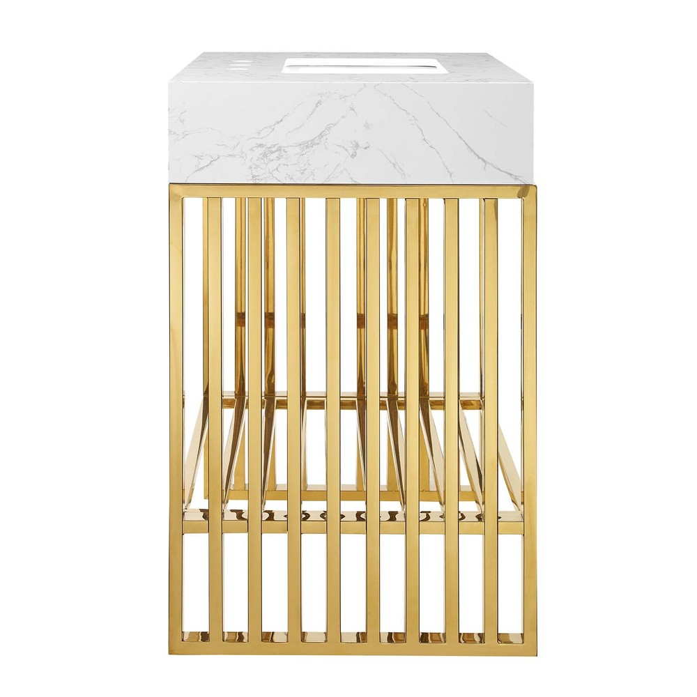 Modway Gridiron 30" Bathroom Vanity in White Gold