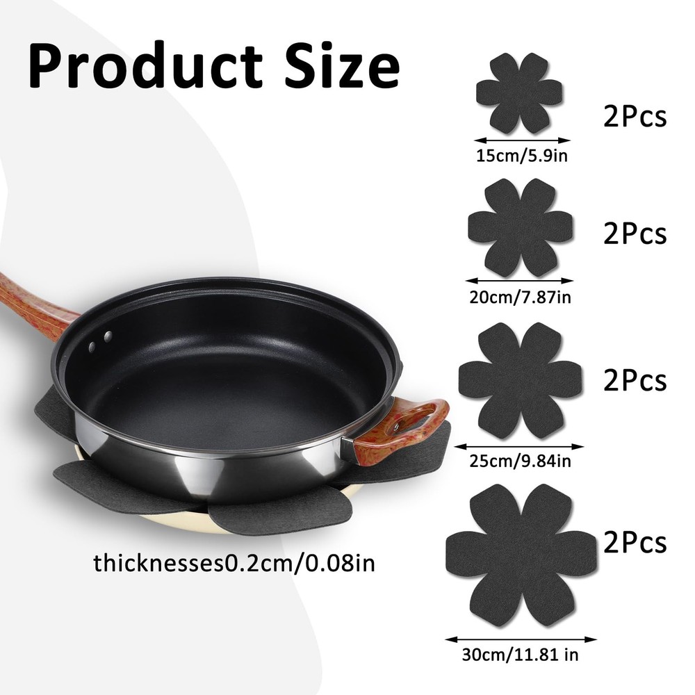 Classicseali 8pcs Pot Protectors,4 Different Sizes Polyester Pan Black