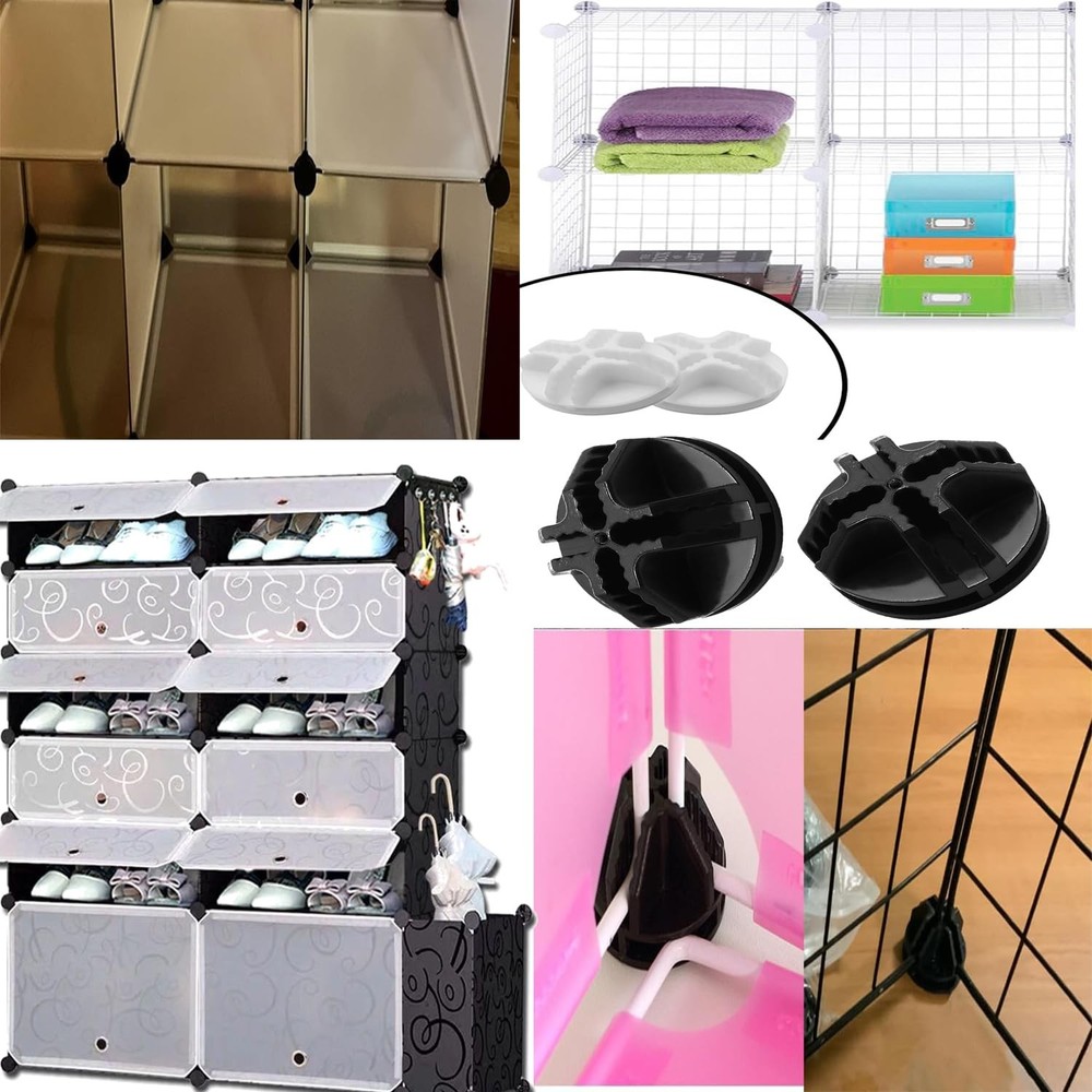 Wire Cube Connectors Black Plastic Storage Cube Connectors, for Modular Close...