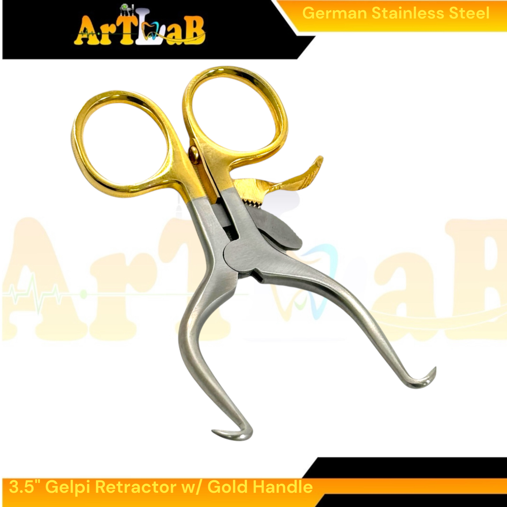 Small Gelpi Retractor Spreader 3.5" Self-Retaining w/ Sharp Prongs, Premium 5pc