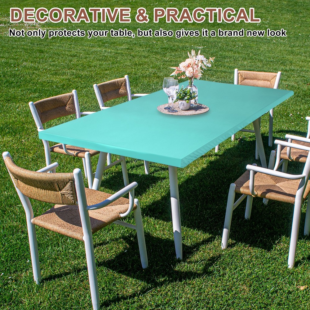 Fitted Tablecloth Fit 4ft Rectangle Table, Table Cover (48"x23", Sky Blue)